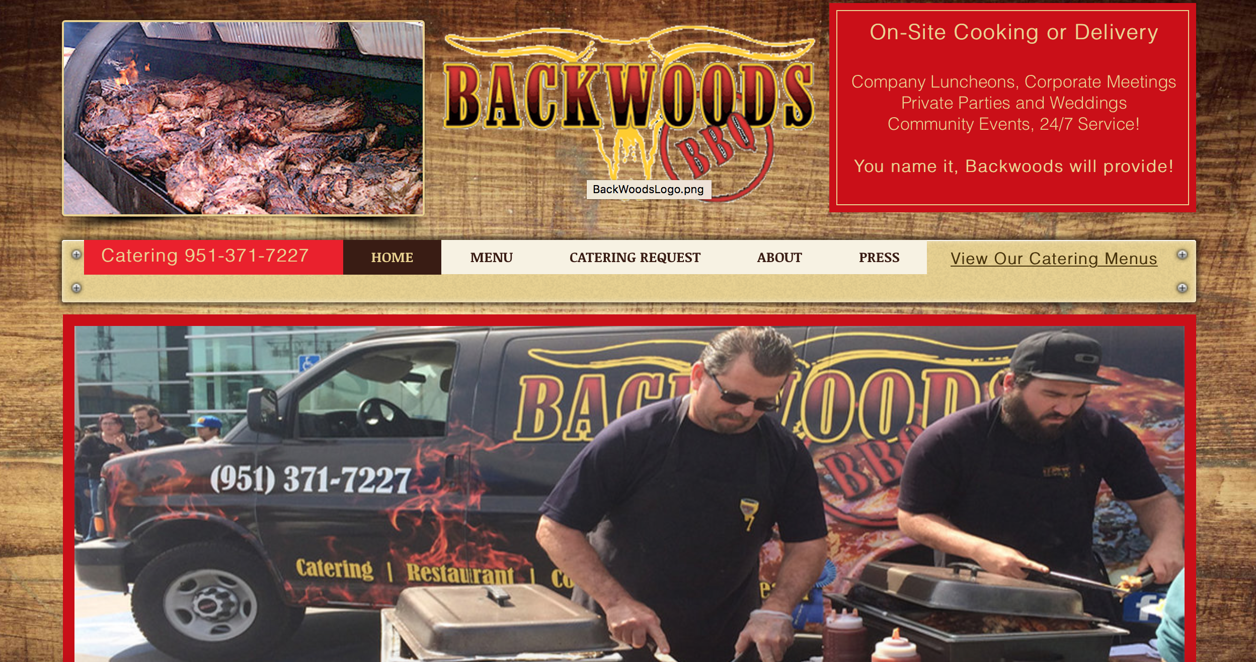 Backwoods BBQ Website before